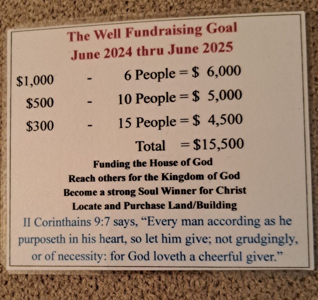 Building Fund Drive - The Well New Life Fellowship